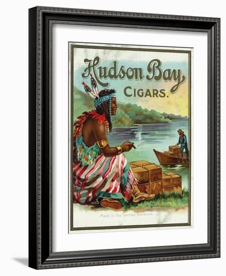 Hudson Bay Brand Cigar Outer Box Label, Native American-Lantern Press-Framed Art Print