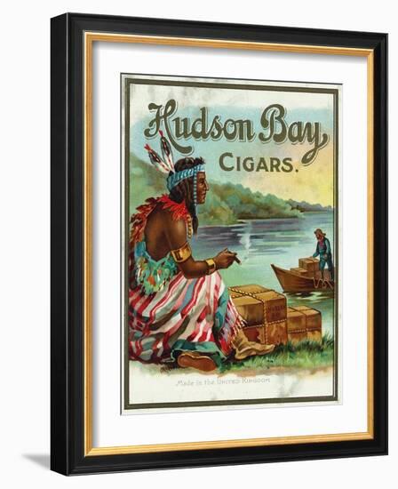 Hudson Bay Brand Cigar Outer Box Label, Native American-Lantern Press-Framed Art Print