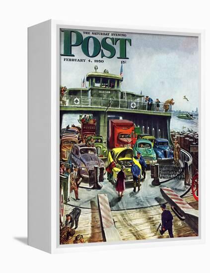 "Hudson Ferry" Saturday Evening Post Cover, February 4, 1950-Thornton Utz-Framed Premier Image Canvas