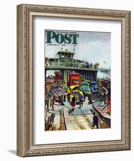 "Hudson Ferry" Saturday Evening Post Cover, February 4, 1950-Thornton Utz-Framed Giclee Print