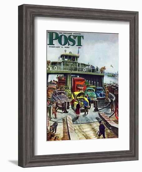 "Hudson Ferry" Saturday Evening Post Cover, February 4, 1950-Thornton Utz-Framed Giclee Print