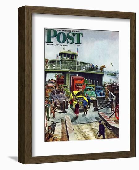 "Hudson Ferry" Saturday Evening Post Cover, February 4, 1950-Thornton Utz-Framed Giclee Print