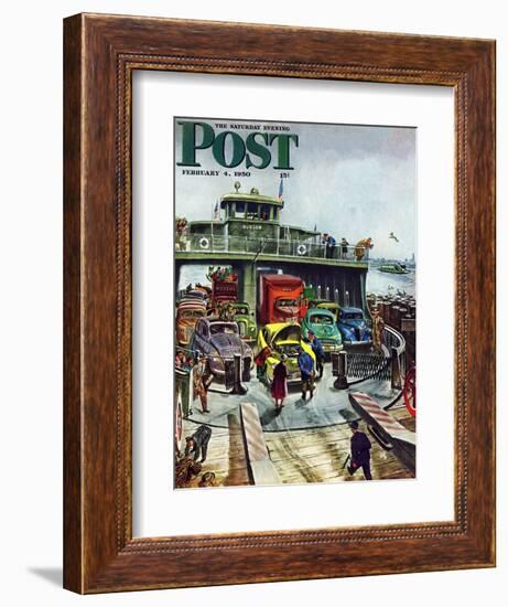 "Hudson Ferry" Saturday Evening Post Cover, February 4, 1950-Thornton Utz-Framed Giclee Print