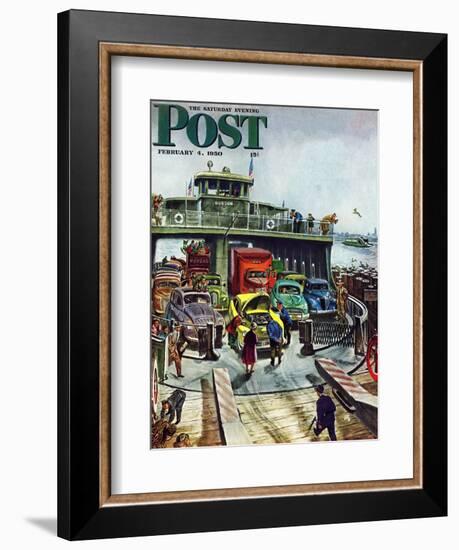 "Hudson Ferry" Saturday Evening Post Cover, February 4, 1950-Thornton Utz-Framed Giclee Print