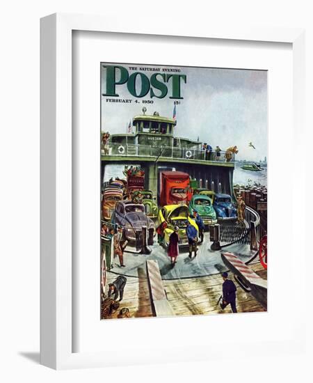 "Hudson Ferry" Saturday Evening Post Cover, February 4, 1950-Thornton Utz-Framed Giclee Print