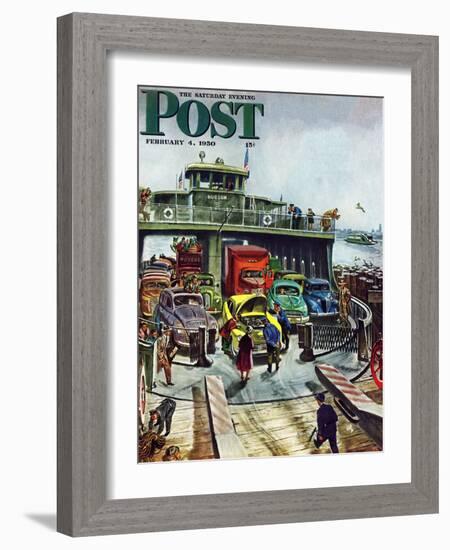 "Hudson Ferry" Saturday Evening Post Cover, February 4, 1950-Thornton Utz-Framed Giclee Print