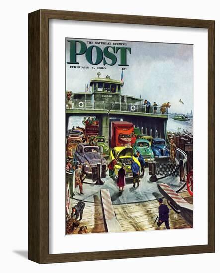 "Hudson Ferry" Saturday Evening Post Cover, February 4, 1950-Thornton Utz-Framed Giclee Print