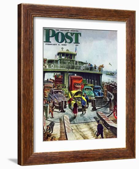 "Hudson Ferry" Saturday Evening Post Cover, February 4, 1950-Thornton Utz-Framed Giclee Print