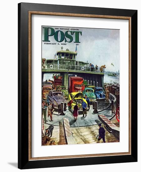 "Hudson Ferry" Saturday Evening Post Cover, February 4, 1950-Thornton Utz-Framed Giclee Print