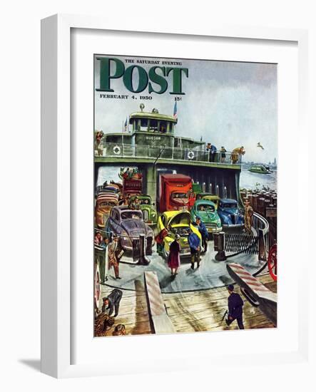 "Hudson Ferry" Saturday Evening Post Cover, February 4, 1950-Thornton Utz-Framed Giclee Print