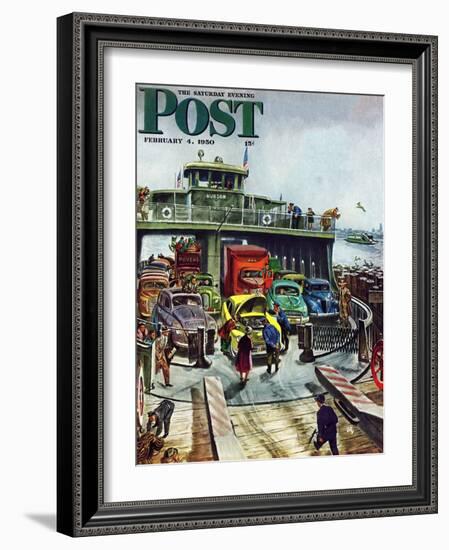 "Hudson Ferry" Saturday Evening Post Cover, February 4, 1950-Thornton Utz-Framed Giclee Print