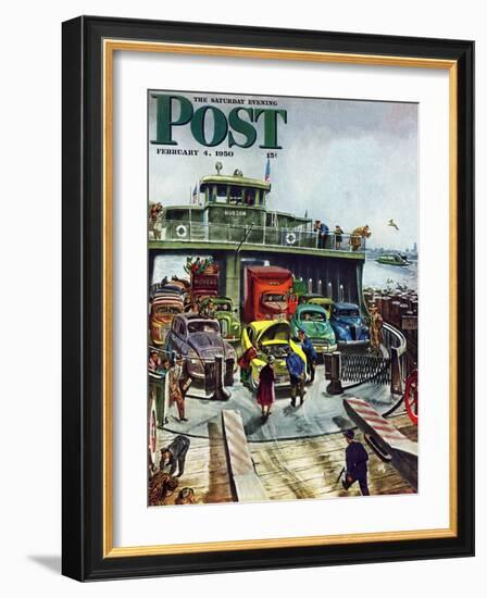 "Hudson Ferry" Saturday Evening Post Cover, February 4, 1950-Thornton Utz-Framed Giclee Print