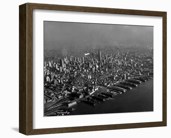 Hudson River Lined with the Docks and Piers of the Port of New York-Margaret Bourke-White-Framed Photographic Print