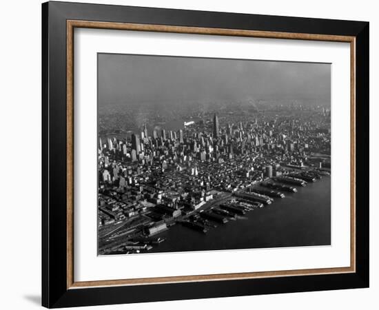 Hudson River Lined with the Docks and Piers of the Port of New York-Margaret Bourke-White-Framed Photographic Print