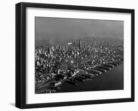 Hudson River Lined with the Docks and Piers of the Port of New York-Margaret Bourke-White-Framed Photographic Print