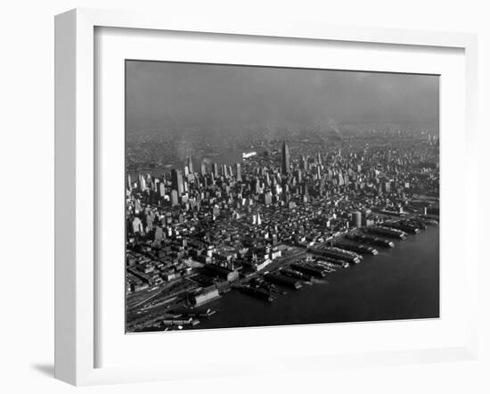 Hudson River Lined with the Docks and Piers of the Port of New York-Margaret Bourke-White-Framed Photographic Print