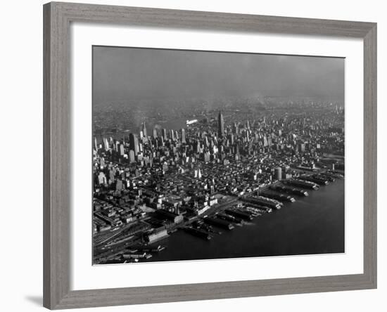 Hudson River Lined with the Docks and Piers of the Port of New York-Margaret Bourke-White-Framed Photographic Print