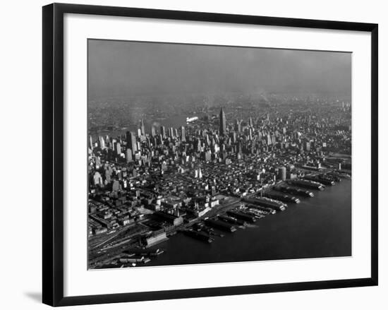 Hudson River Lined with the Docks and Piers of the Port of New York-Margaret Bourke-White-Framed Photographic Print