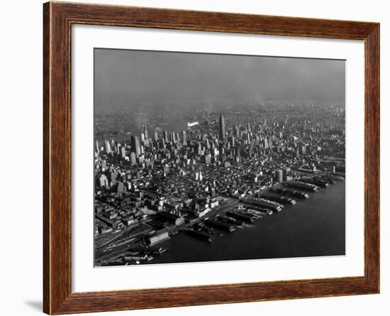 Hudson River Lined with the Docks and Piers of the Port of New York-Margaret Bourke-White-Framed Photographic Print