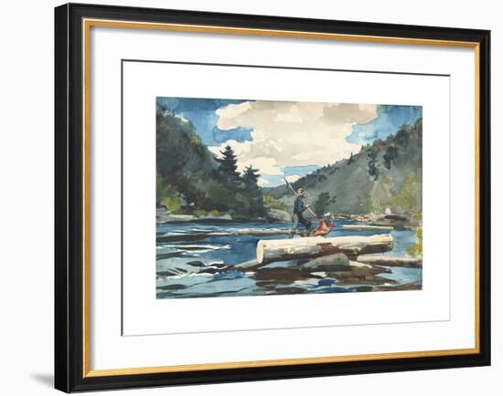 Hudson River, Logging-Winslow Homer-Framed Premium Giclee Print