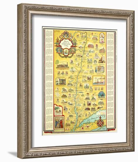 Hudson River Romance Map 1937-George Annand-Framed Art Print