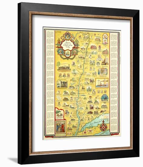 Hudson River Romance Map 1937-George Annand-Framed Art Print