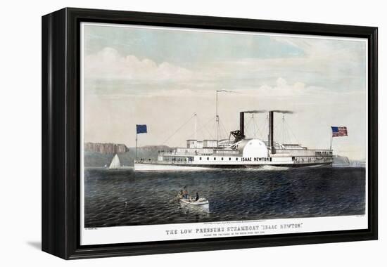 Hudson River Steamship-Currier & Ives-Framed Premier Image Canvas