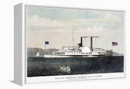 Hudson River Steamship-Currier & Ives-Framed Premier Image Canvas