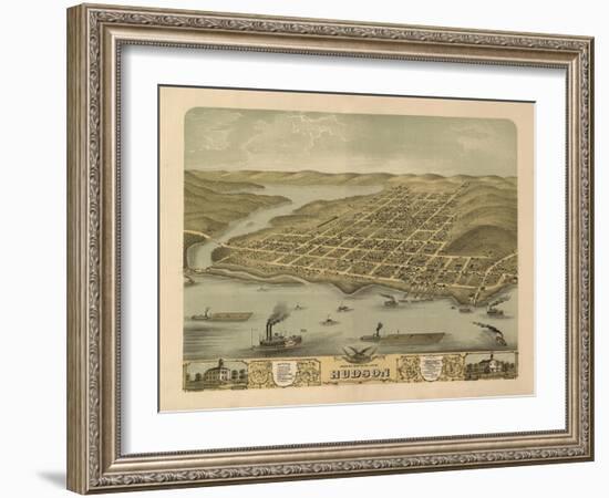 Hudson, Wisconsin - Panoramic Map-Lantern Press-Framed Art Print