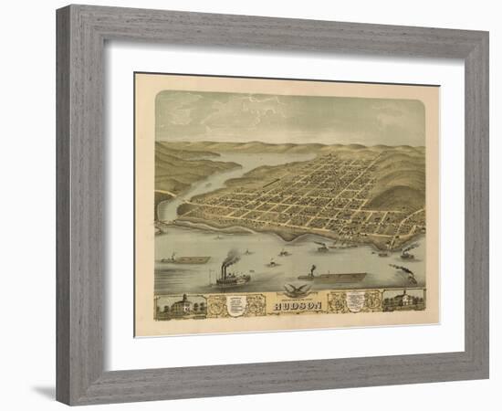 Hudson, Wisconsin - Panoramic Map-Lantern Press-Framed Art Print