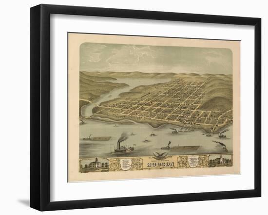 Hudson, Wisconsin - Panoramic Map-Lantern Press-Framed Art Print