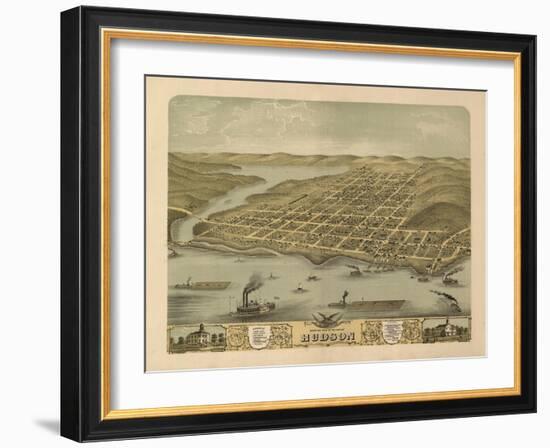 Hudson, Wisconsin - Panoramic Map-Lantern Press-Framed Art Print