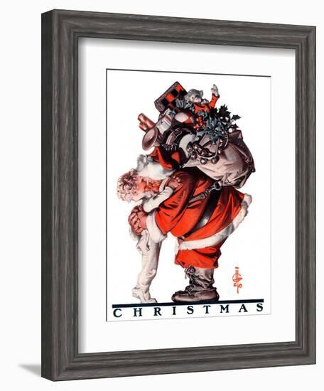 "Hug from Santa,"December 26, 1925-Joseph Christian Leyendecker-Framed Giclee Print