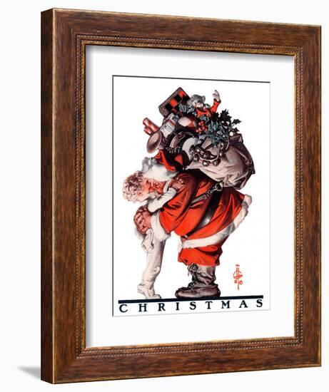 "Hug from Santa,"December 26, 1925-Joseph Christian Leyendecker-Framed Giclee Print