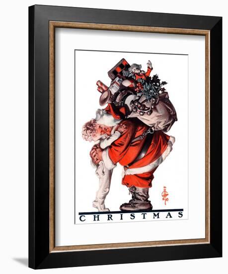 "Hug from Santa,"December 26, 1925-Joseph Christian Leyendecker-Framed Giclee Print