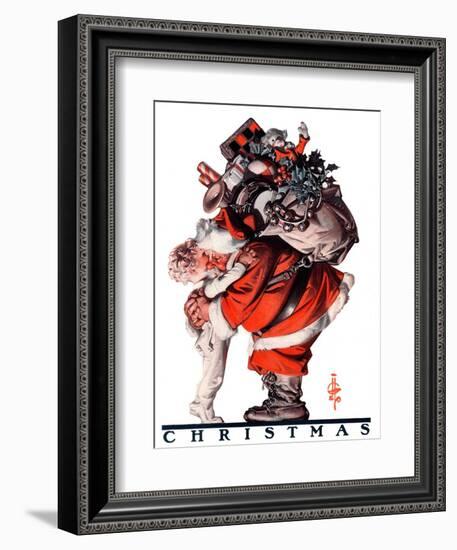 "Hug from Santa,"December 26, 1925-Joseph Christian Leyendecker-Framed Giclee Print