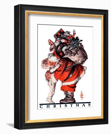 "Hug from Santa,"December 26, 1925-Joseph Christian Leyendecker-Framed Giclee Print