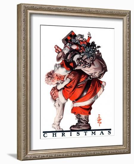 "Hug from Santa,"December 26, 1925-Joseph Christian Leyendecker-Framed Giclee Print