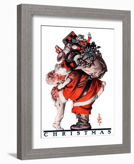 "Hug from Santa,"December 26, 1925-Joseph Christian Leyendecker-Framed Giclee Print