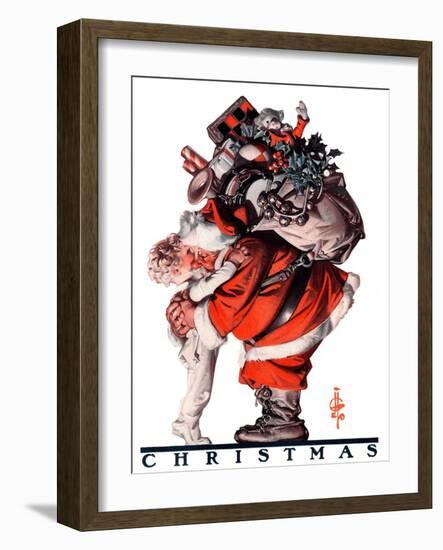 "Hug from Santa,"December 26, 1925-Joseph Christian Leyendecker-Framed Giclee Print