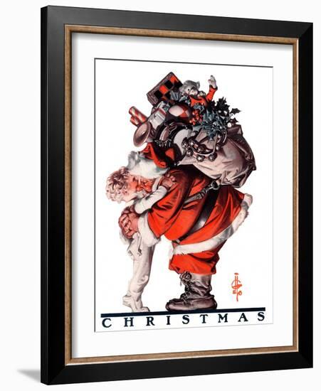 "Hug from Santa,"December 26, 1925-Joseph Christian Leyendecker-Framed Giclee Print