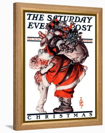 "Hug from Santa," Saturday Evening Post Cover, December 26, 1925-Joseph Christian Leyendecker-Framed Premier Image Canvas