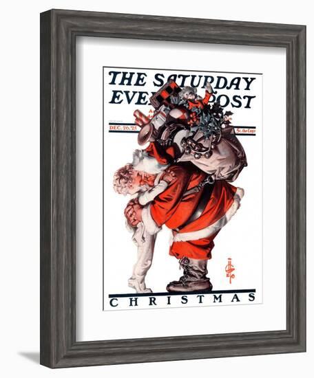 "Hug from Santa," Saturday Evening Post Cover, December 26, 1925-Joseph Christian Leyendecker-Framed Giclee Print