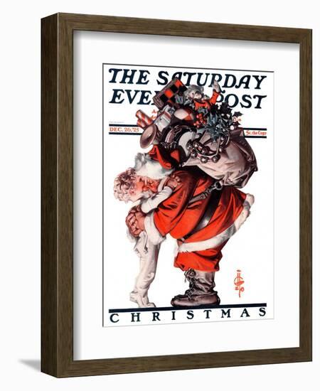 "Hug from Santa," Saturday Evening Post Cover, December 26, 1925-Joseph Christian Leyendecker-Framed Giclee Print