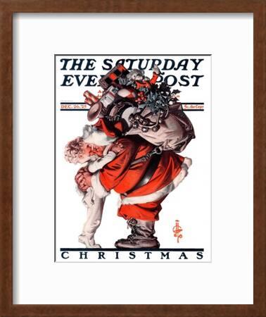 Hug from Santa," Saturday Evening Post Cover, December 26, 1925' Giclee Print - Joseph Christian Leyendecker | Art.com