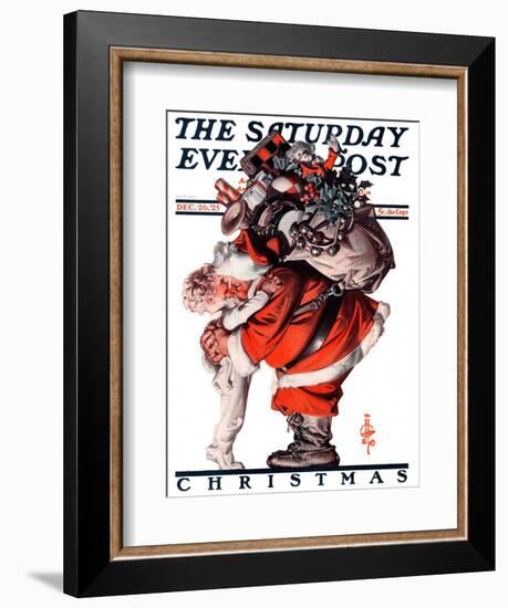 "Hug from Santa," Saturday Evening Post Cover, December 26, 1925-Joseph Christian Leyendecker-Framed Giclee Print