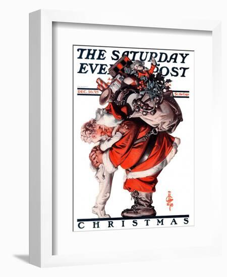 "Hug from Santa," Saturday Evening Post Cover, December 26, 1925-Joseph Christian Leyendecker-Framed Giclee Print