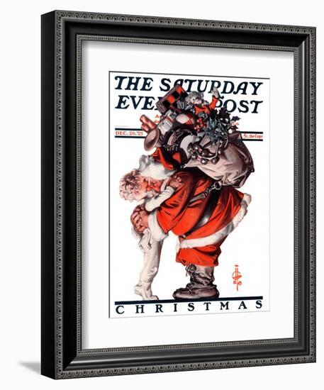 "Hug from Santa," Saturday Evening Post Cover, December 26, 1925-Joseph Christian Leyendecker-Framed Giclee Print