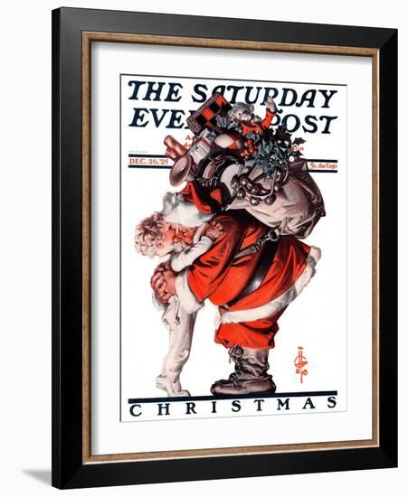 "Hug from Santa," Saturday Evening Post Cover, December 26, 1925-Joseph Christian Leyendecker-Framed Giclee Print