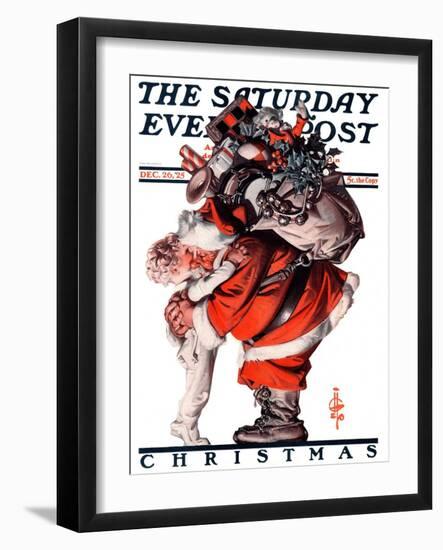 "Hug from Santa," Saturday Evening Post Cover, December 26, 1925-Joseph Christian Leyendecker-Framed Giclee Print